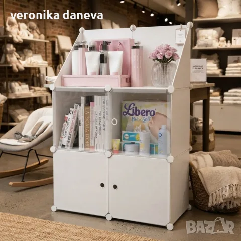 Модулен шкаф за съхранение ELEGANCE – 4 модула, бял, снимка 4 - Шкафове - 55822680