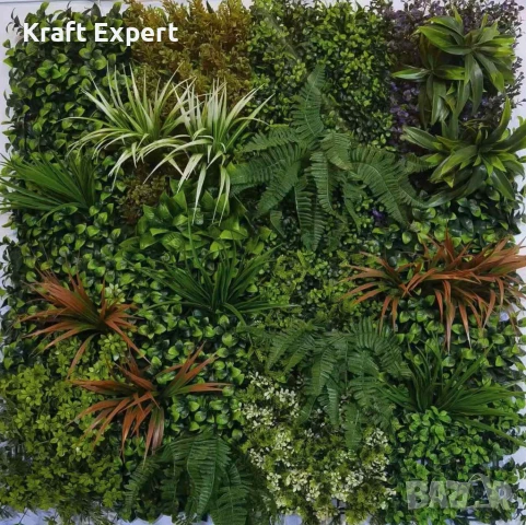 Декоративен Панел 1м² kw2735 – Изкуствена Зеленина с Папрат и Фаларис, UV Защита, снимка 3 - Декорация за дома - 51206214