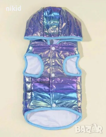 Холограмно синьо - лилаво кучешко яке за куче кучета коте котка котешка дреха, снимка 3 - За кучета - 48818622