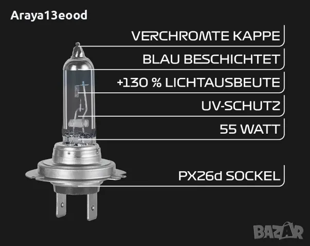 2бр H7 Formula 1 Халогенна крушка 130% 12V 55W, цокъл PX26d, снимка 3 - Аксесоари и консумативи - 49823507