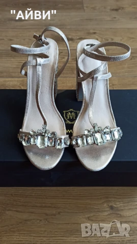 Asos дамски сандали златисто и камъни, снимка 6 - Сандали - 51370223