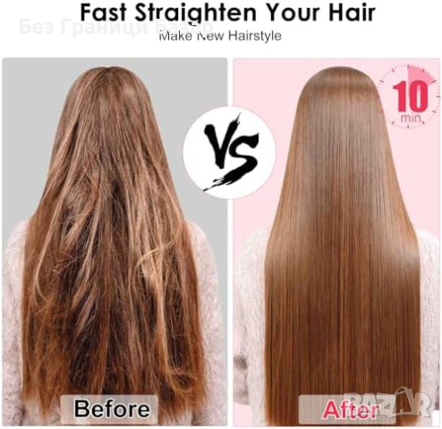 Нова USB-C Компактна Четка за Изправяне на Коса 5000mAh за Пътуване, снимка 4 - Преси за коса - 44529946