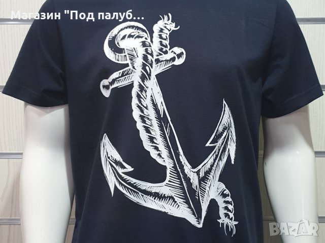 Нова мъжка тениска с трансферен печат Голяма котва, морска, снимка 2 - Тениски - 29954029