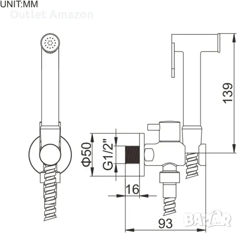 Ръчен комплект пръскачка за биде Ibergrif

, снимка 3 - Смесители - 49567156