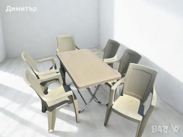 Комплект маса + 6 стола или 4 стола ратан 3 цвята и размери маси мод.6, снимка 3 - Маси - 54235879