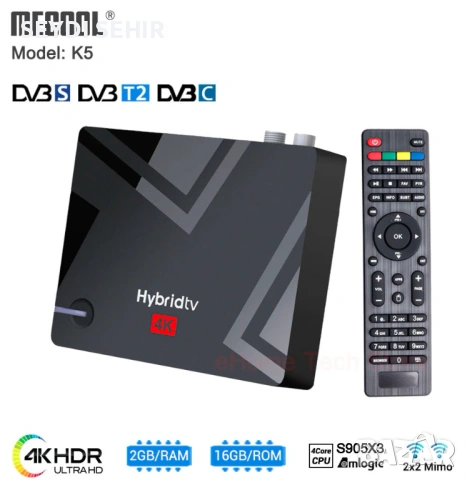 TV Box + DVB-S2/T2/C MECOOL K5 Amlogic S905X3, Android 9, Dual Band WiFi