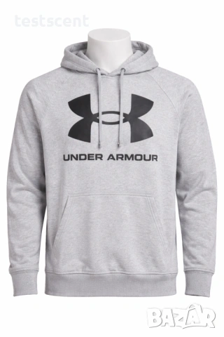 Under Armour сиво худи – 2XL – голямо лого – джоб тип “pouch” сиво за мъже мъжко суичър