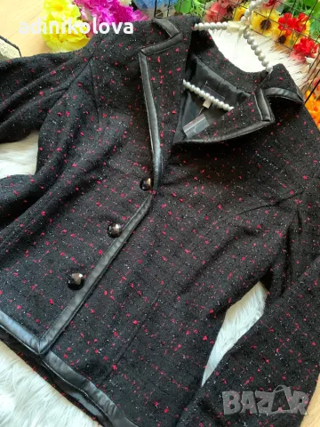 Ново сако букле с кожени елементи, снимка 2 - Сака - 48013631