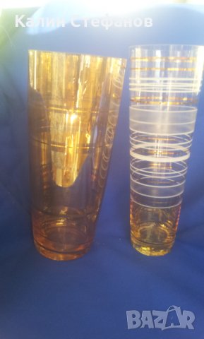 Две различни вази калиево стъкло от едно време, снимка 7 - Антикварни и старинни предмети - 29876470