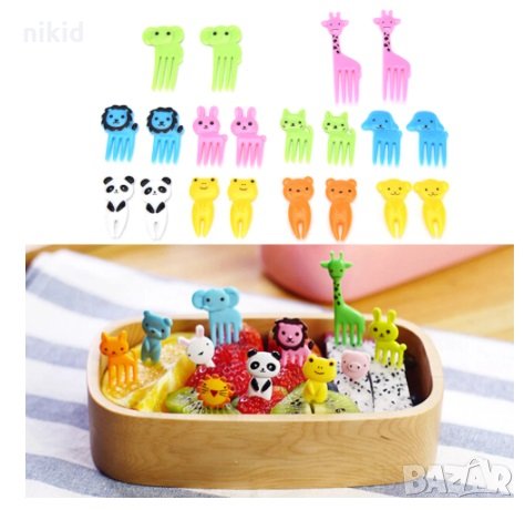 10 бр забавни клечки топери животни за забождане на хапки мъфини плодове вилички забава за децата