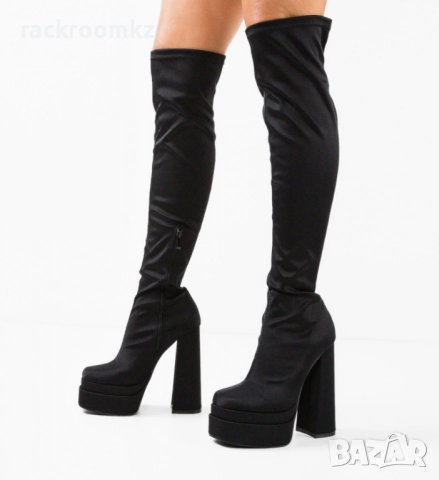 Дамски парти чизми/ботуши над коляното на висок ток и платформа, снимка 2 - Дамски ботуши - 42627265
