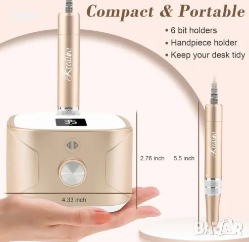 Професионална Електрическа пила за маникюр и педикюр 35 000 оборота , снимка 2 - Продукти за маникюр - 48555646