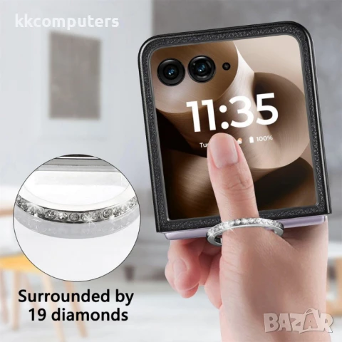 Motorola Razr 60 Ultra 5G Удароустойчив Litchi Texture/ Ring Holder Калъф и Протектор, снимка 17 - Калъфи, кейсове - 50443338