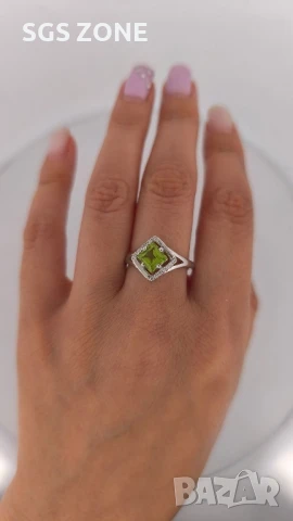 СРЕБЪРЕН ПРЪСТЕН ОТ ТАЙЛАНД СЪС ПЕРИДОТ ЦИТРИН ИЛИ АМЕТИСТ, снимка 8 - Пръстени - 51179041