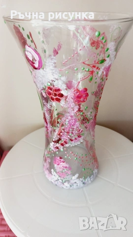 Големи ръчно рисувани стъклени вази, снимка 13 - Декорация за дома - 47083242