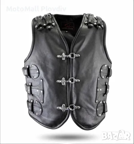 елек Рокерски кожен елек motomall 2019! кожа рокер чопър мото мотор, снимка 5 - Аксесоари и консумативи - 49206380