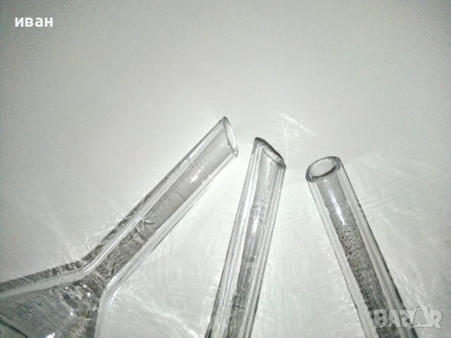 Стъклени лабораторни фунийки 3 броя., снимка 2 - Други ценни предмети - 52921409