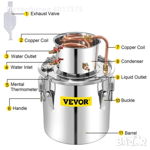 Домашен дестилатор /казан VEVOR 50л - за ракия,етерични масла ,вода