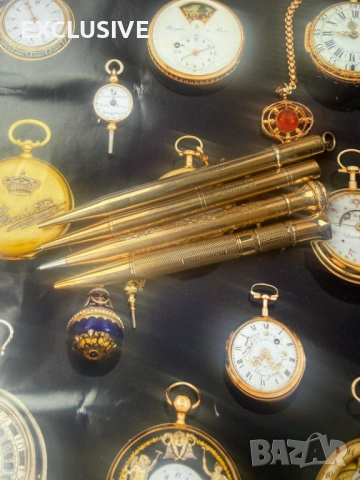 4 златни молива/ химикали  Англия 1930г 9к и 14к злато  Договаряне!!!