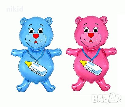 Грижовните мечета The Care Bears мече синьо розово малък фолио фолиев балон хелий и въздух