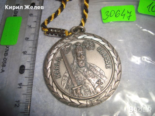 1971г. Град ААХЕН ГЕРМАНИЯ ИМПЕРАТОР КАРЛ ВЕЛИКИ ПОСРЕБРЕН КОЛЕКЦИОНЕРСКИ НЕМСКИ МЕДАЛ РЯДЪК 30647, снимка 6 - Антикварни и старинни предмети - 38026197