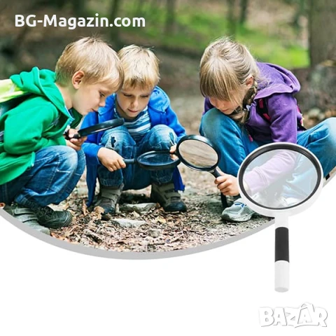 Увеличителна ръчна лупа за четене 4X увеличение стъклена леща деца насекоми работа с дръжка джобна, снимка 5 - Други инструменти - 50920329