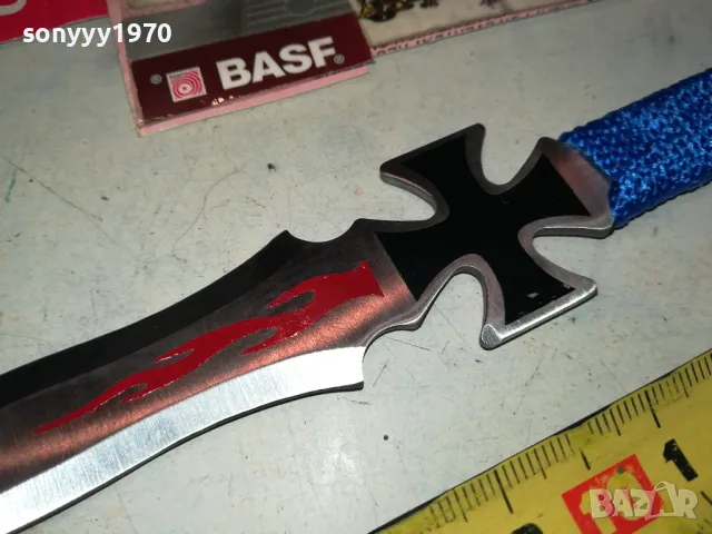 НОЖ С КРЪСТ-СИНЯ ОПЛЕТКА 1203252018, снимка 5 - Ножове - 49469709