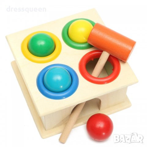 3568 Дървена играчка с топчета и чукче, снимка 11 - Образователни игри - 37816918