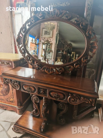 Барокова конзола с огледало , снимка 4 - Секции и витрини - 53980197