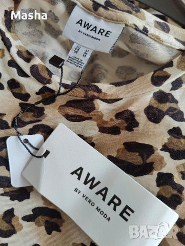 Aware Vero Moda дълга рокля с леопардов принт M, снимка 2 - Рокли - 54192071