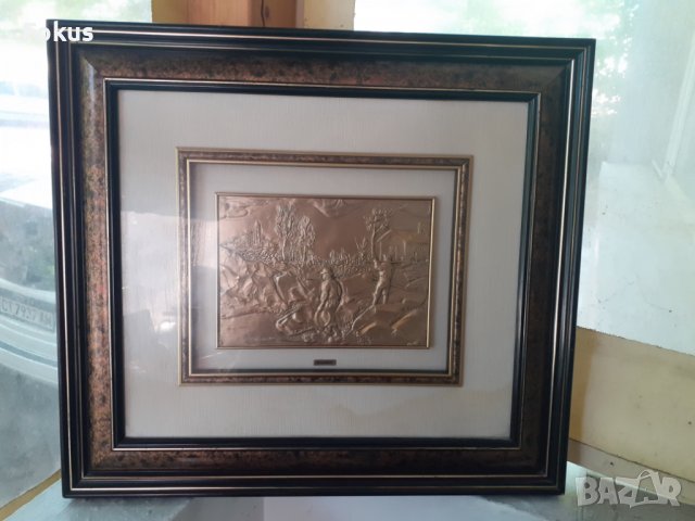 Стара сребърна картина с множество маркировки и хубава рамка, снимка 1 - Антикварни и старинни предмети - 36781999