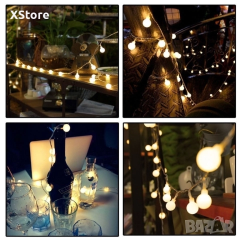 Соларно коледно LED осветление, 60 броя, 6 метра, снимка 10 - Соларни лампи - 52439766