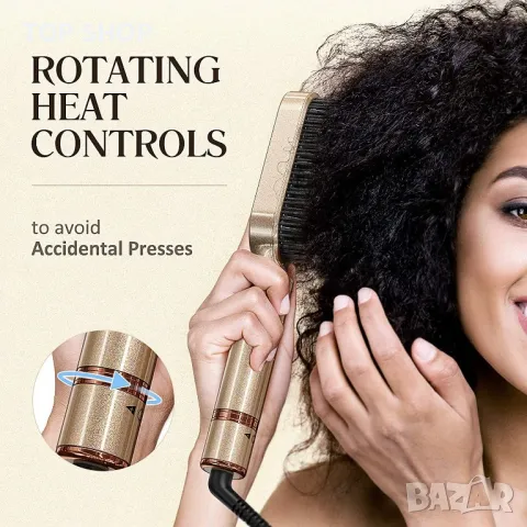 Керамична йонна четка за изправяне FURIDEN, Anti Frizz, иновативна преса за косагорещ гребен,, снимка 5 - Преси за коса - 48648182