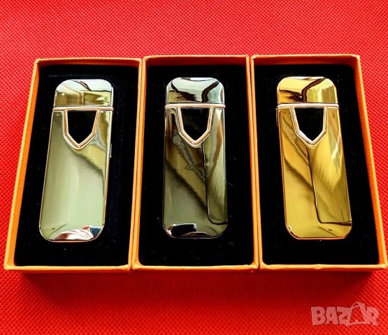 Луксозна златна акумулаторна запалка, Електронна Запалка с тъч Презареждаема USB, Подарък