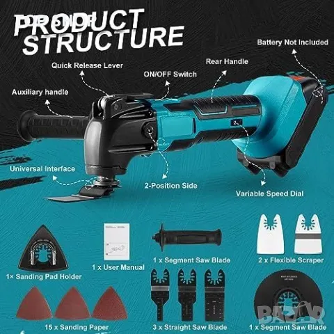 Нов Мултифункционален Инструмент 18V Makita - Универсален и Мощен, снимка 2 - Гедорета - 49498283