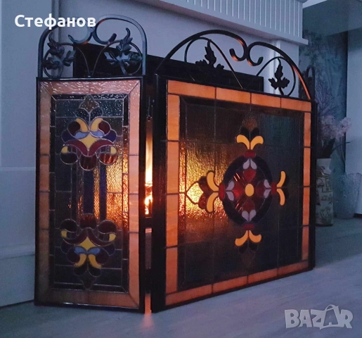 Параван за камина, витраж, техника "Тифани", снимка 4 - Други стоки за дома - 53181427