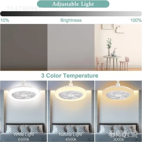 Модерен LED таванен вентилатор, снимка 2 - Лампи за таван - 49192630