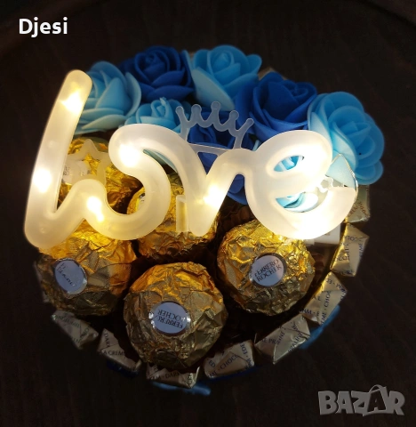 Подарък с бонбони и светещ надпис "Love", снимка 5 - Други - 53232203