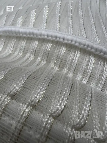 Перде мрежа с ламе,бяло със злато, снимка 2 - Пердета и завеси - 31745415