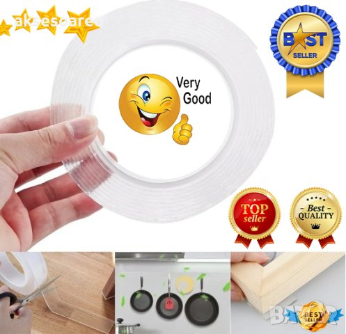Прозрачна силно лепкава многофункционална двустранна водоустойчива лента за многократна употреба за , снимка 16 - Аксесоари за кухня - 42166142