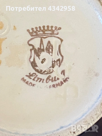 Винтидж порцеланова ваза Limburg Bavaria – кобалт и злато, Германия.1960 г., снимка 5 - Антикварни и старинни предмети - 54098951