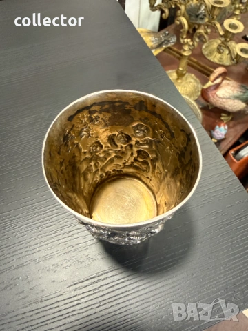 Автентична сребърна чаша - Рококо. №7995, снимка 7 - Антикварни и старинни предмети - 53945630