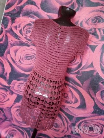 Атрактивна мрежеста туника рокля за плаж Пепел от рози М, снимка 3 - Туники - 37427329