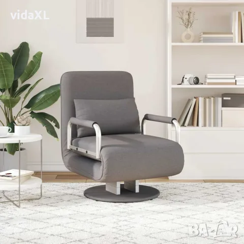 vidaXL Въртящ се разтегателен фотьойл, тъмносив, текстил, снимка 3 - Дивани и мека мебел - 56146391