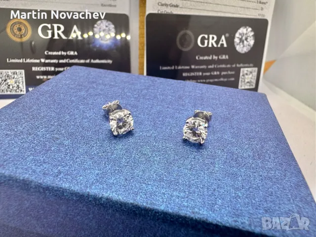 Сребърни обеци с мойсанит (Диамант) 1 карат, снимка 11 - Обеци - 50097973