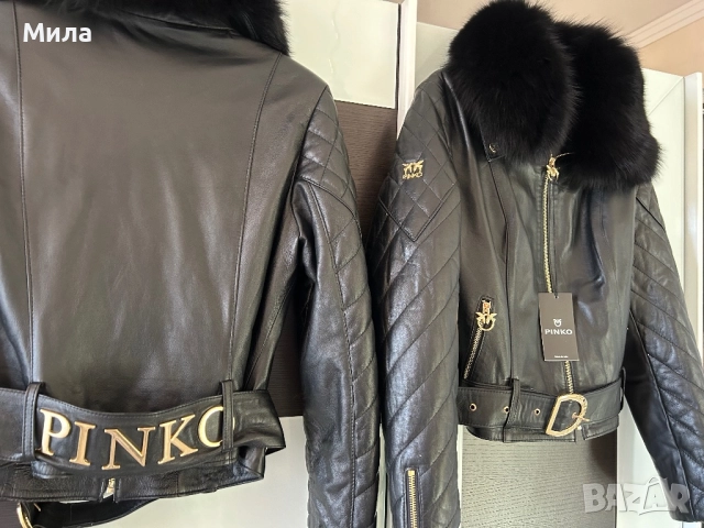 Pinko шикозно яке от естествена кожа, снимка 8 - Якета - 51764492