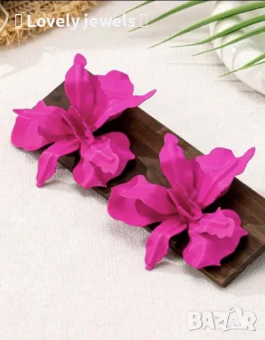 Прекрасни цикламени орхидеи обици , снимка 2 - Обеци - 50236274