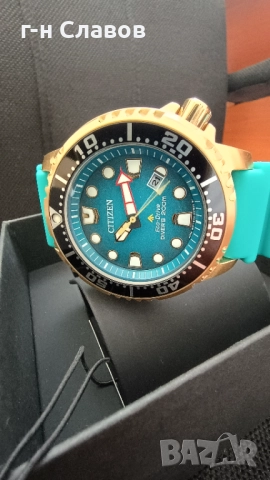 Citizen Promaster Diver 200m Watch BN0162-02X Eco-Drive Turquoise Blue & Gold, снимка 11 - Мъжки - 52128137