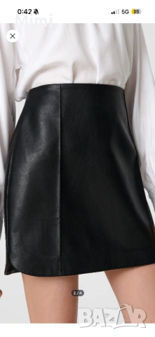 Черна кожена пола, снимка 3 - Поли - 53325066