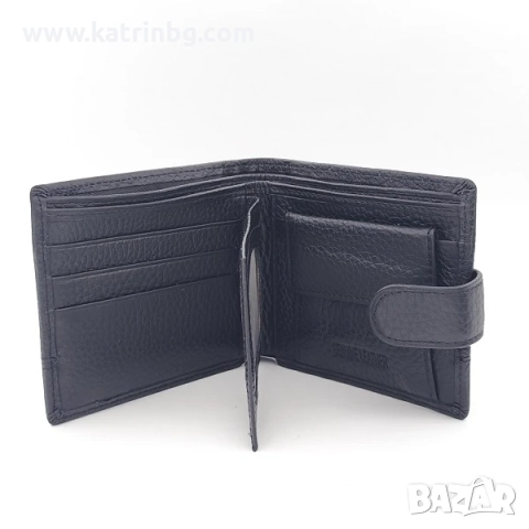 Стилен мъжки комплект естествена кожа в черно-Колан и портфейл, снимка 2 - Подаръци за мъже - 52415027